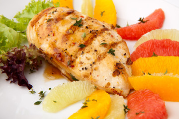 Grilled chicken breast and citrus salad