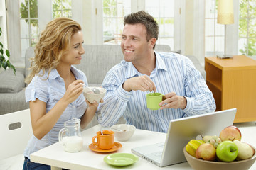 Couple having breakfast