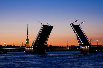 Fototapeta na wymiar Divorce bridges in St. Petersburg White Nights