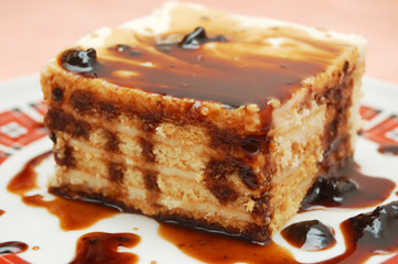cake with chocolate syrup