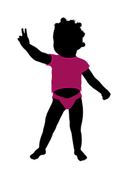 African American Female Infant Toddler Illustration Silhouette