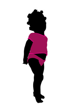African American Female Infant Toddler Silhouette