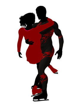 Couple Ice Skating Silhouette