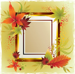 Vector frame with colorful autumn leafs. Thanksgiving