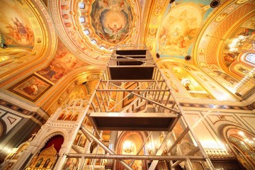 Cathedral of Christ the Saviour. focus on stairs.