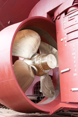 closeup of vessel's propeller