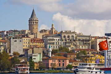 Fototapeta na wymiar Torre de Galata panoramica de Estambul