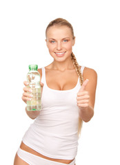 beautiful woman with bottle of water