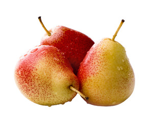 pears with water drops isolated with clipping path