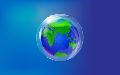 Realistic vector earth in  soap bubble