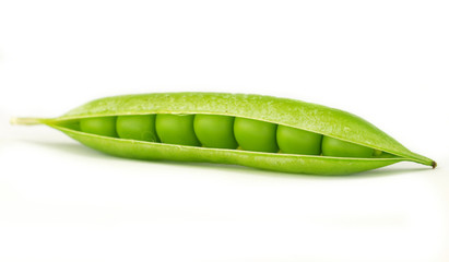 Fresh peas on white background