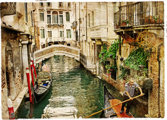 Fototapety  kanały Wenecji - grafika w stylu malarskim