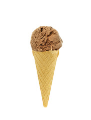 Chocolate ice cream on white background