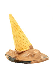 Chocolate ice cream on white background