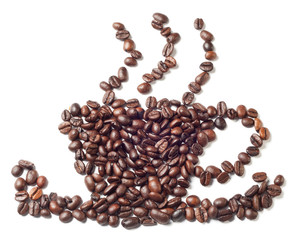 coffee cup made ffrom coffee beans