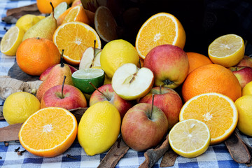 Fototapeta na wymiar Fruit selection, punch ingredients