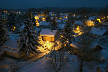 Night town in winter