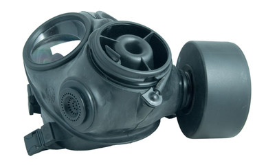 gas mask and filter isolated on white