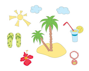 Hand drawn illustration of summer elements
