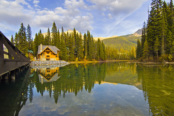 Reflection at Emerald Lake, Alberta, Canada.
