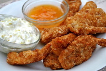 Coconut Shrimp with Mango and Tarter Sauces