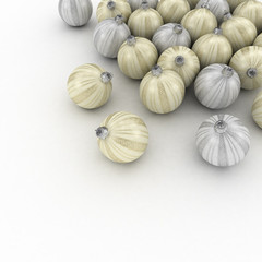 Obraz premium Golden and silver christmas ornaments over white