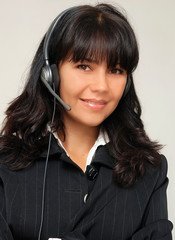 Young beautiful woman with headset