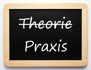 Theorie / Praxis - Konzept Schild