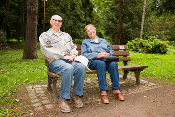 Happy senior couple in the park