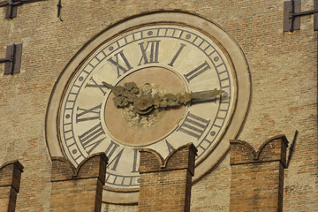 Fototapeta na wymiar Old Clock from Palazzo d'Accursio in Bologna. Italy, Europe