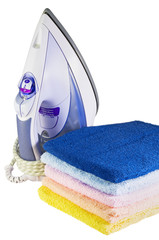 iron and colored towel