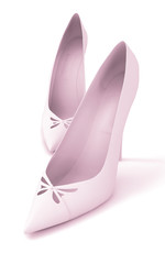 pink elegant female shoes on a light background