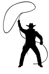 illustration of cowboy with lasso on a white - obrazy, fototapety, plakaty