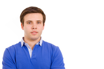 young casual man portrait in a white background