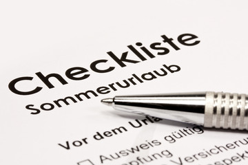 Checkliste Urlaub