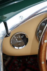 Fuel gauge of classic British sports car