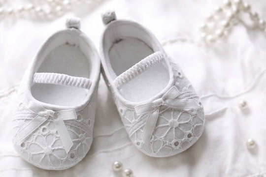 Baby Girl Shoes On White Background