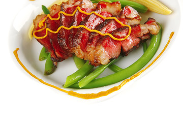 roasted beef served with mustard