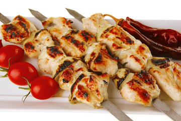 chicken shish kebab with vegetables