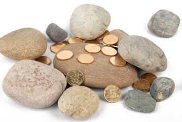 Fototapeta na wymiar coin with stone