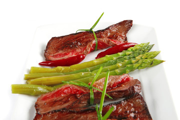 beef meat with asparagus