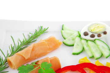 rolls of smoked salmon