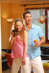 The young loving pair on the party
