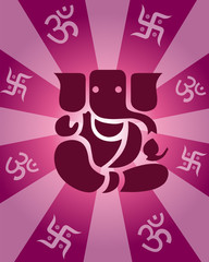 Lord Ganesha with Om & Swastika Sign