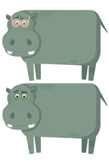 Set of hippopotamuses. A vector illustration