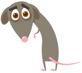 The timid mouse. A vector illustration