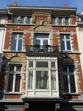 Art Nouveau facade in central Brussels