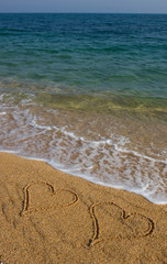 Two hearts on the beach.