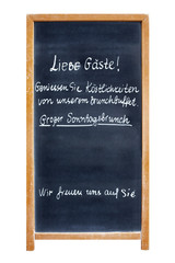 Blackboard outside german restaurant
