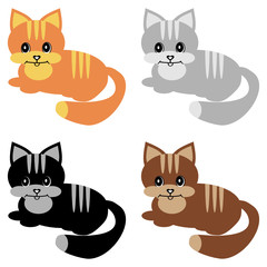 four nice cats on white